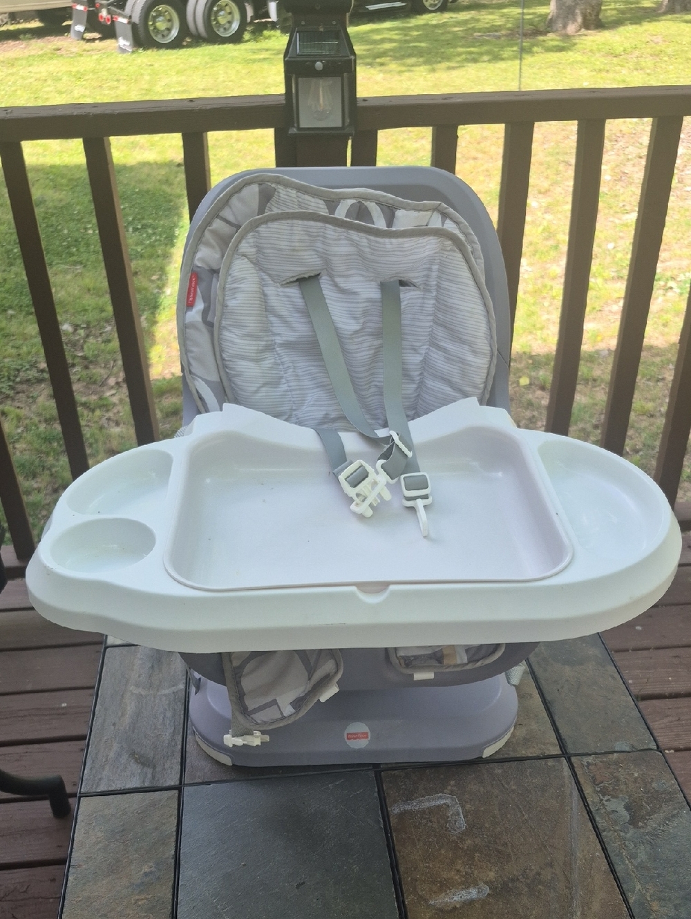 Fisher-Price Gray and White Convertible Booster Seat with Tray